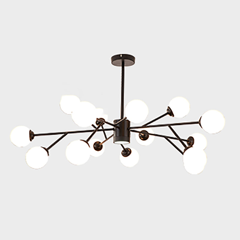 Chandelier MODELLE METAL METAL Multi Light Chandelier Pendant avec verre blanc