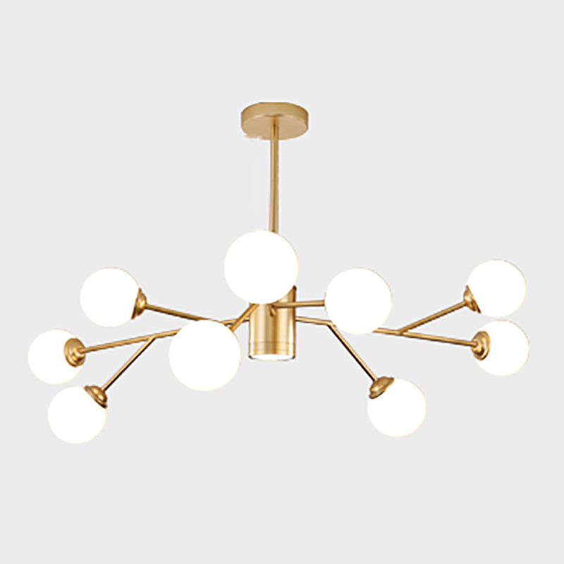 Chandelier MODELLE METAL METAL Multi Light Chandelier Pendant avec verre blanc