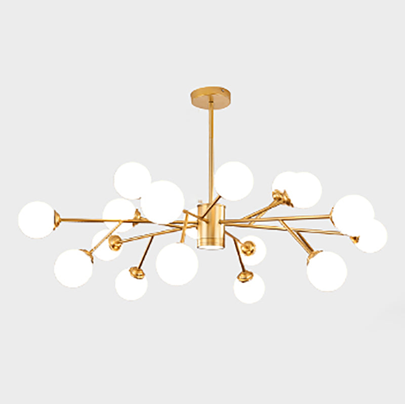 Chandelier MODELLE METAL METAL Multi Light Chandelier Pendant avec verre blanc