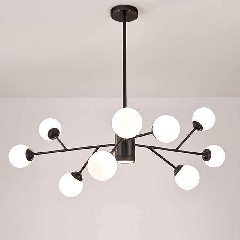 Chandelier MODELLE METAL METAL Multi Light Chandelier Pendant avec verre blanc