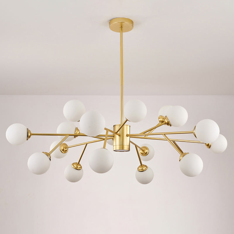 Chandelier MODELLE METAL METAL Multi Light Chandelier Pendant avec verre blanc