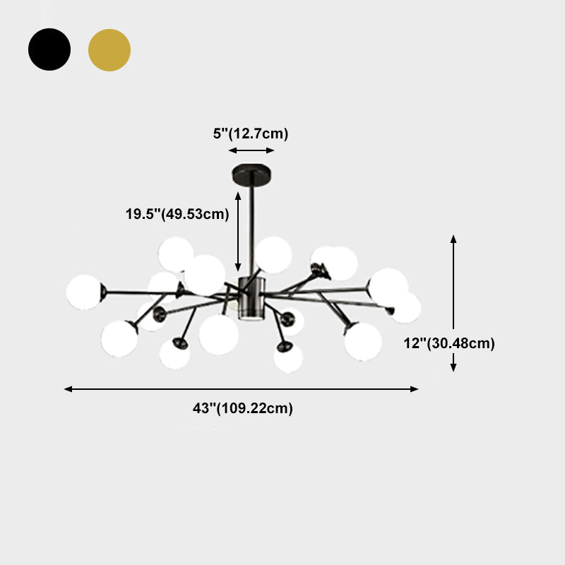 Chandelier MODELLE METAL METAL Multi Light Chandelier Pendant avec verre blanc