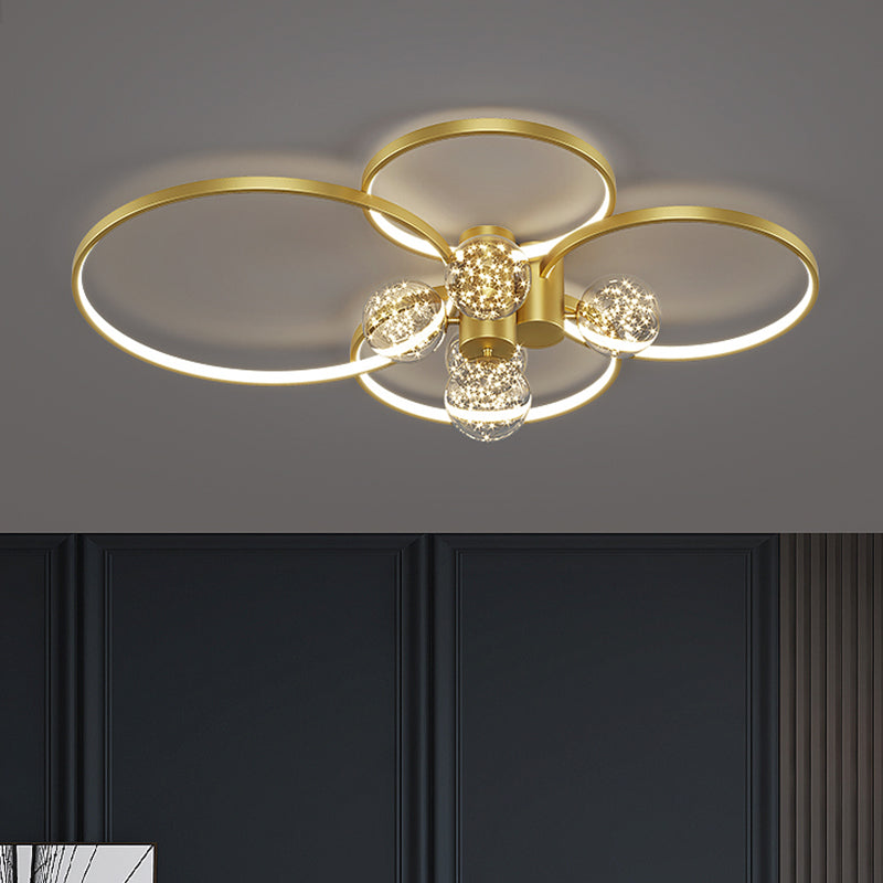 Round LED Flush Mount Light Modern Ceiling Lamp in Gold for Living Room