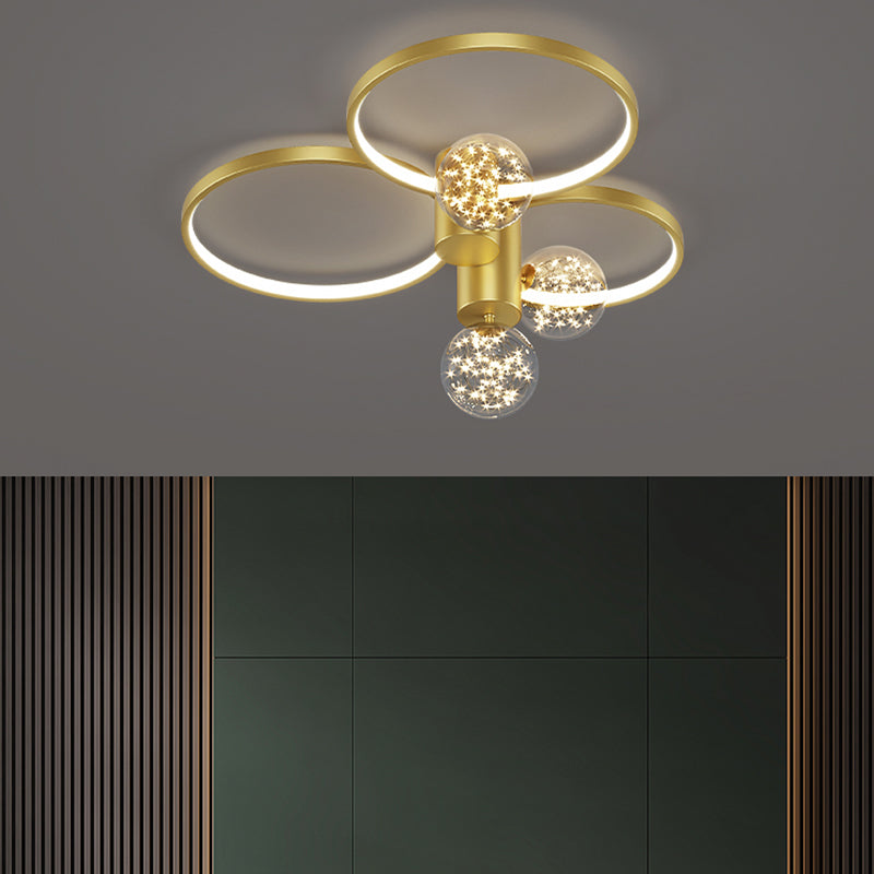 Runde LED Flush Mount Light Modern Deckenlampe in Gold für Wohnzimmer