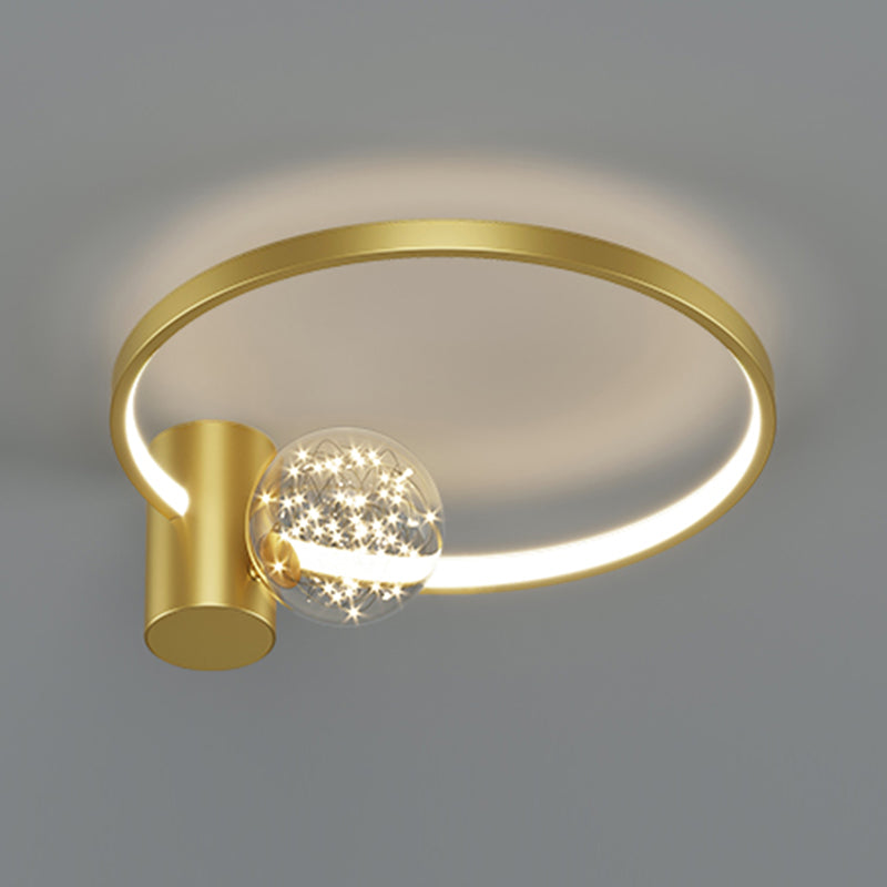 Round LED Flush Mount Light Modern Ceiling Lamp in Gold for Living Room