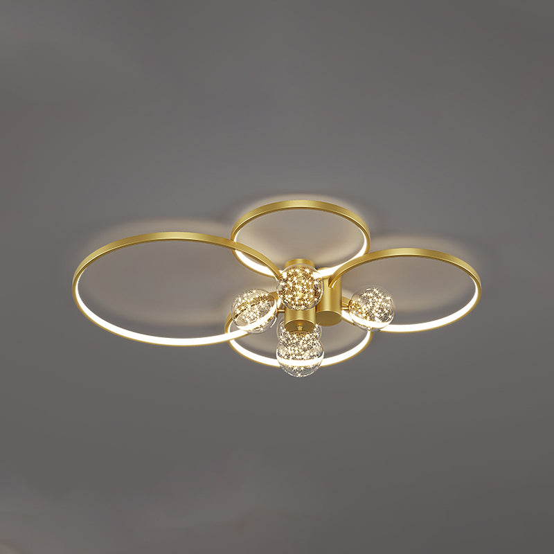 Round LED Flush Mount Light Modern Ceiling Lamp in Gold for Living Room