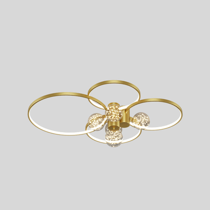 Round LED Flush Mount Light Modern Ceiling Lamp in Gold for Living Room