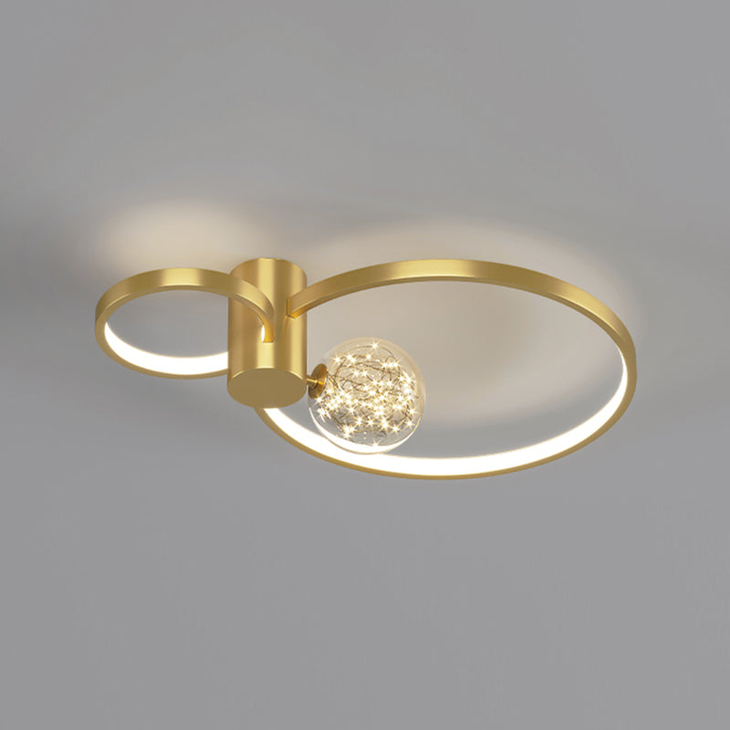 Round LED Flush Mount Light Modern Ceiling Lamp in Gold for Living Room