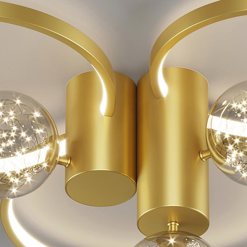 Round LED Flush Mount Light Modern Ceiling Lamp in Gold for Living Room