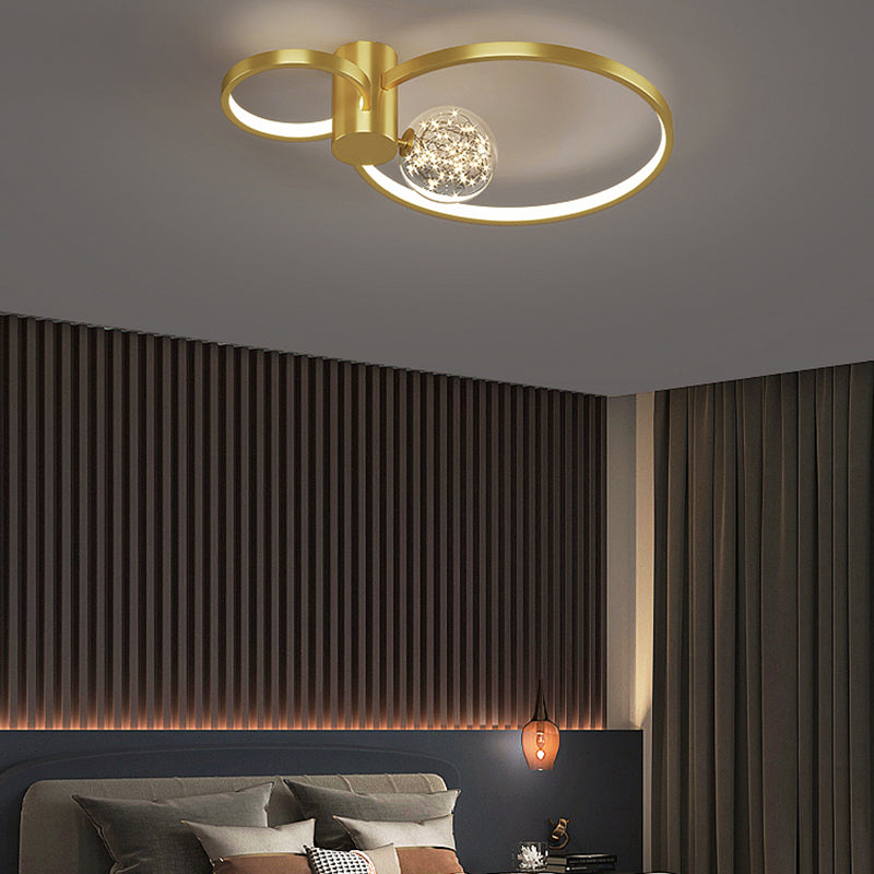 Round LED Flush Mount Light Modern Ceiling Lamp in Gold for Living Room