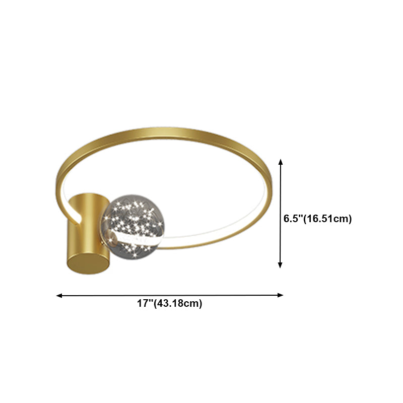 Lampada a soffitto moderna a filo a filo a LED rotondo in oro per soggiorno