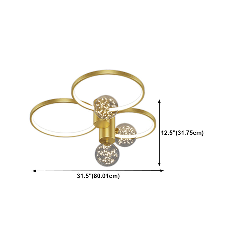 Lampada a soffitto moderna a filo a filo a LED rotondo in oro per soggiorno