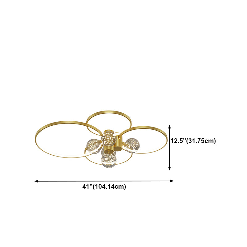 Lampada a soffitto moderna a filo a filo a LED rotondo in oro per soggiorno