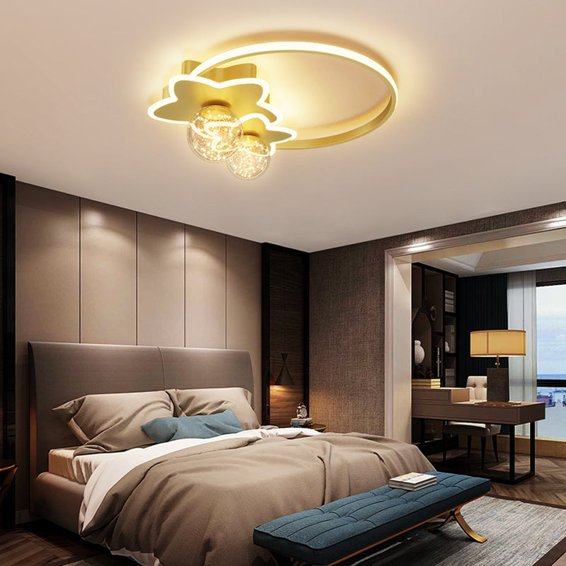 Gold LED Flush Mount Light Star Shape Modern Ceiling Lamp for Bedroom