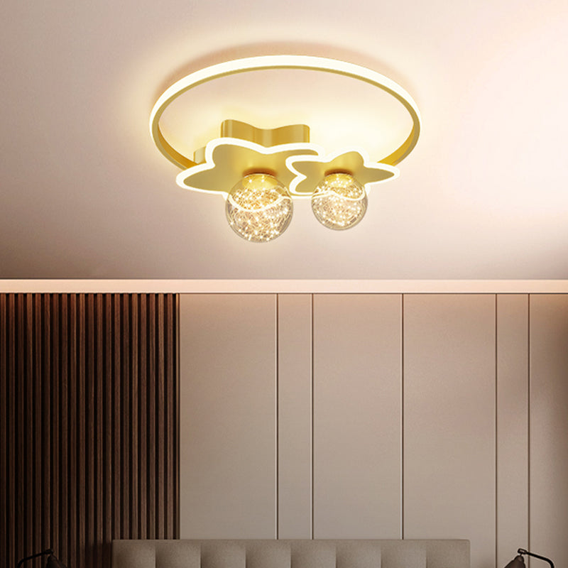 Gold LED Flush Mount Light Star Shape Modern Ceiling Lamp for Bedroom