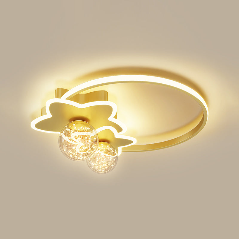 Gold LED Flush Mount Light Star Shape Modern Ceiling Lamp for Bedroom