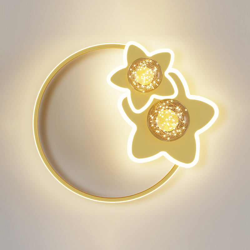 Gold LED Flush Mount Light Star Shape Modern Ceiling Lamp for Bedroom