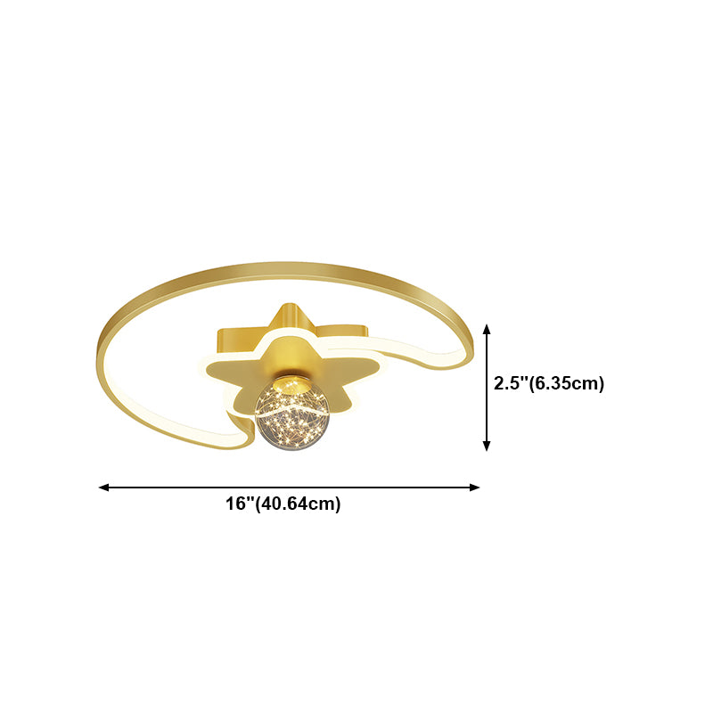Lámpara de techo moderna de la estrella de la luz del montaje del martillo del led dorado para el dormitorio