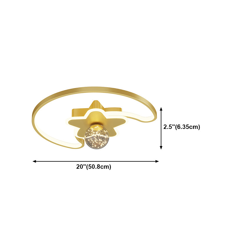Lámpara de techo moderna de la estrella de la luz del montaje del martillo del led dorado para el dormitorio