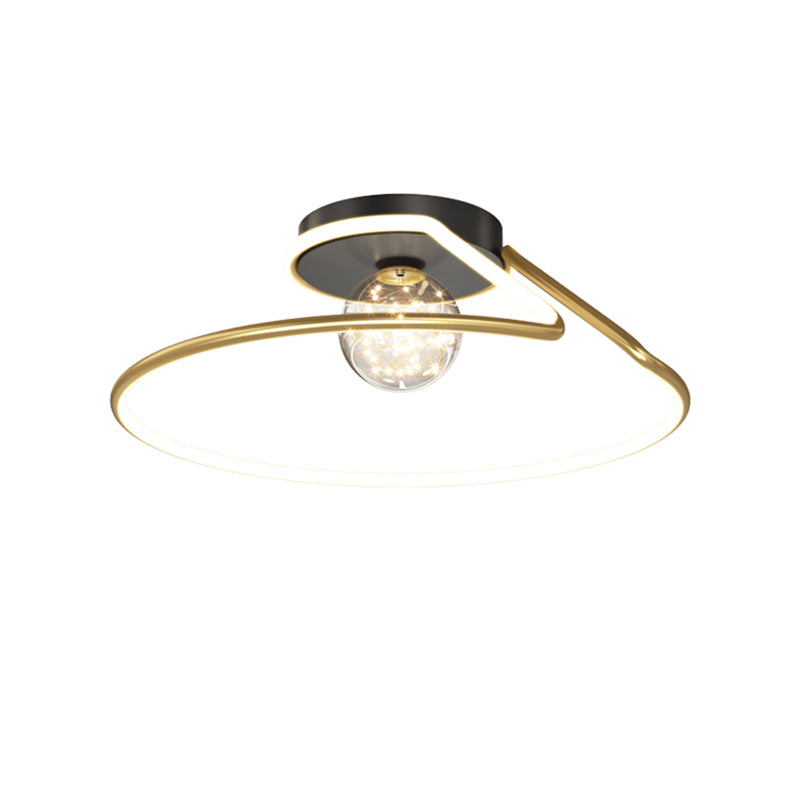 Lampada a soffitto moderna a gold nera a filo circolare a filo a LED per camera da letto