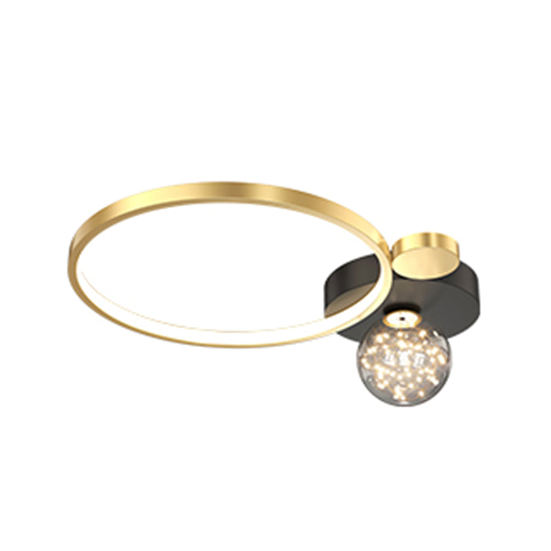 LED Circular Flush Mount Light Black-Gold Modern Ceiling Lamp for Bedroom