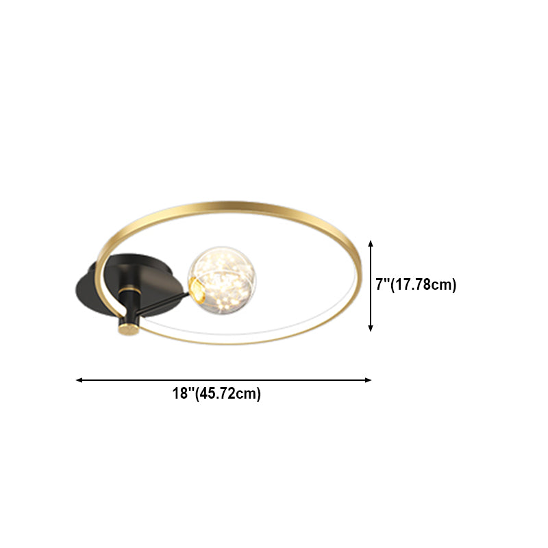 LED Circular Flush Mount Light Black-Gold Modern Ceiling Lamp for Bedroom