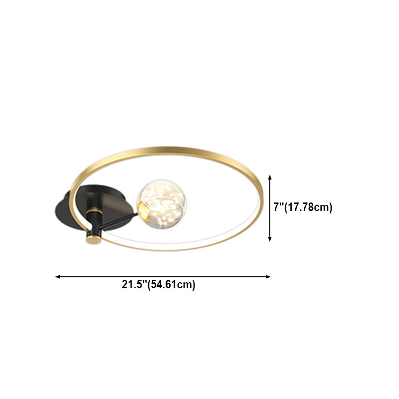 LED Circular Flush Mount Light Black-Gold Modern Ceiling Lamp for Bedroom