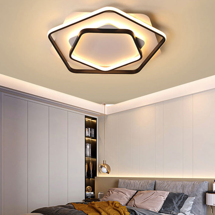 Metal LED Flush Mounted Ceiling Lights Contemporary Lighting Fixture for Living Room