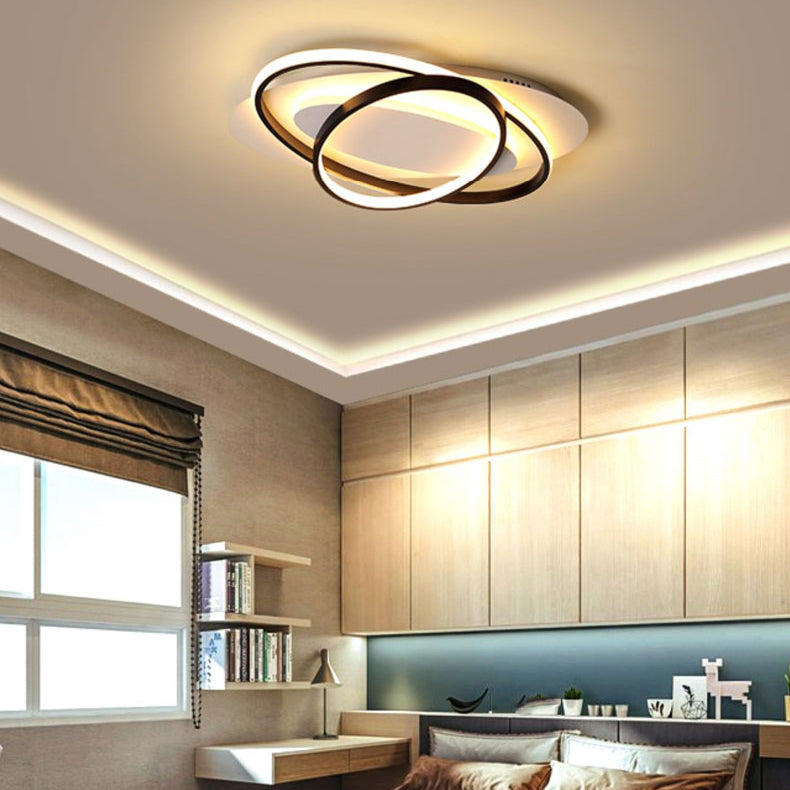 Metal LED Flush Mounted Ceiling Lights Contemporary Lighting Fixture for Living Room