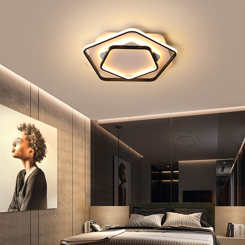 Metal LED Flush Mounted Ceiling Lights Contemporary Lighting Fixture for Living Room