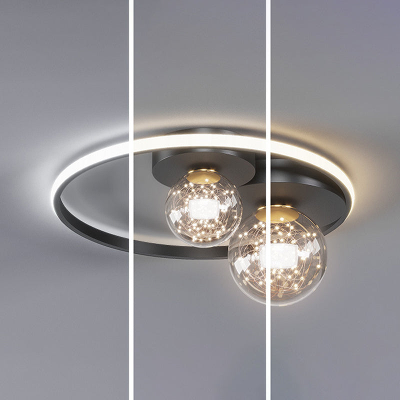 Contemporary Sphere Flush Light Fixture Metal 3 Light Flush Mount Ceiling Light