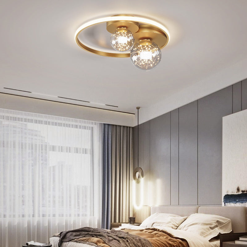 Contemporary Sphere Flush Light Fixture Metal 3 Light Flush Mount Ceiling Light