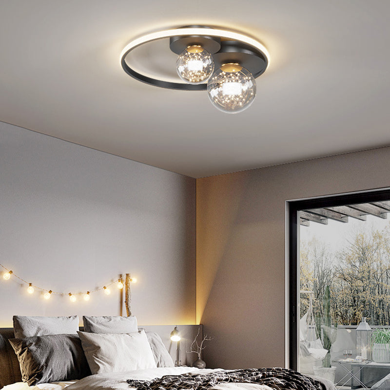 Contemporary Sphere Flush Light Fixture Metal 3 Light Flush Mount Ceiling Light