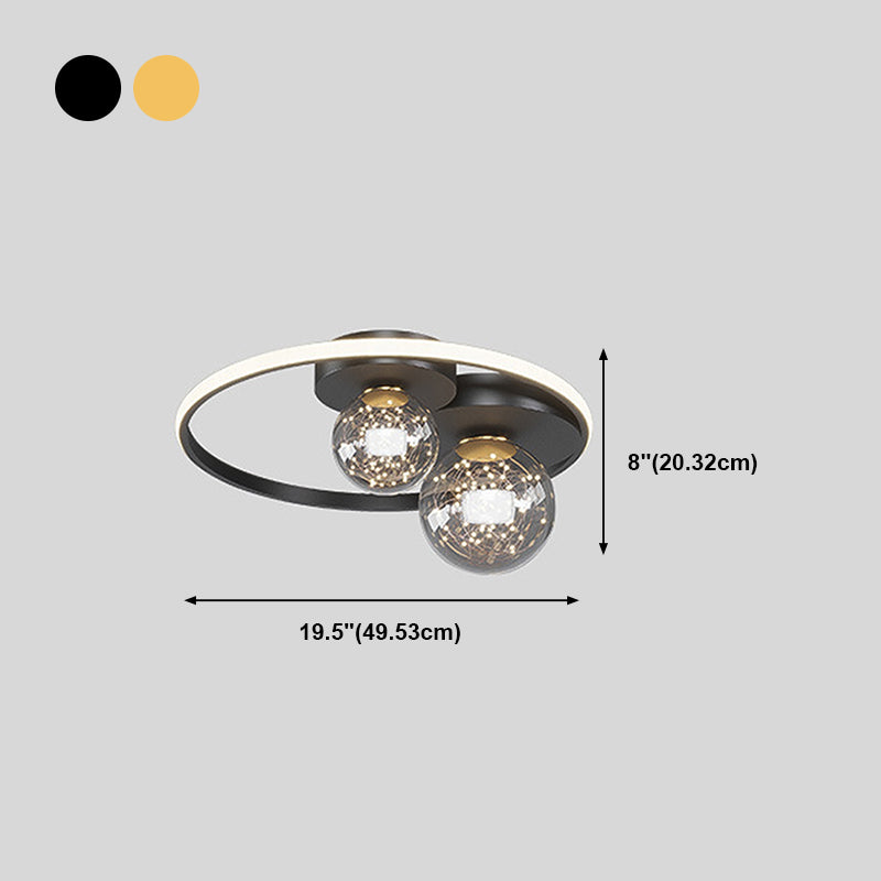 Zeitgenössische Kugel Flush Leuchte Metall Metall 3 Licht Spülhalterende Deckenleuchte