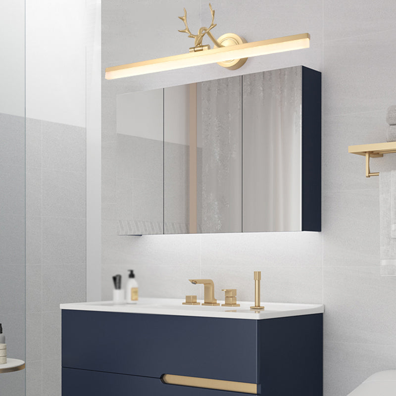 Lineaire moderne stijl ijdelheid licht metaal 1 licht led spiegel licht voor badkamer in goud