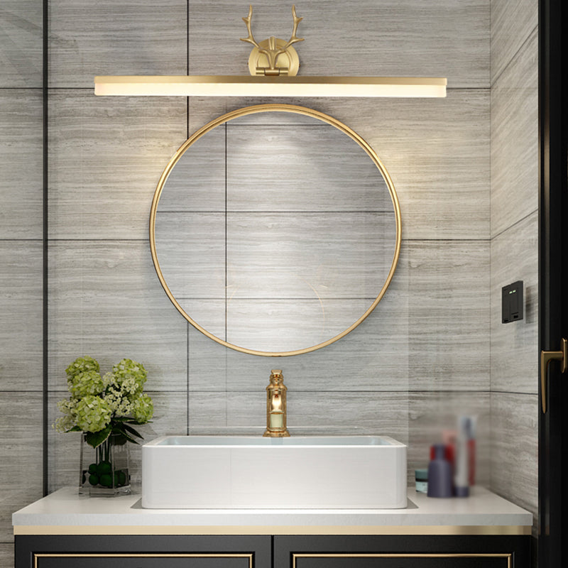 Lineaire moderne stijl ijdelheid licht metaal 1 licht led spiegel licht voor badkamer in goud