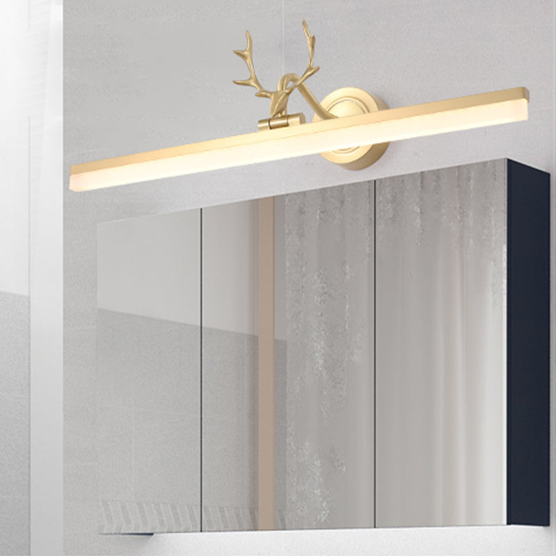 Lineaire moderne stijl ijdelheid licht metaal 1 licht led spiegel licht voor badkamer in goud