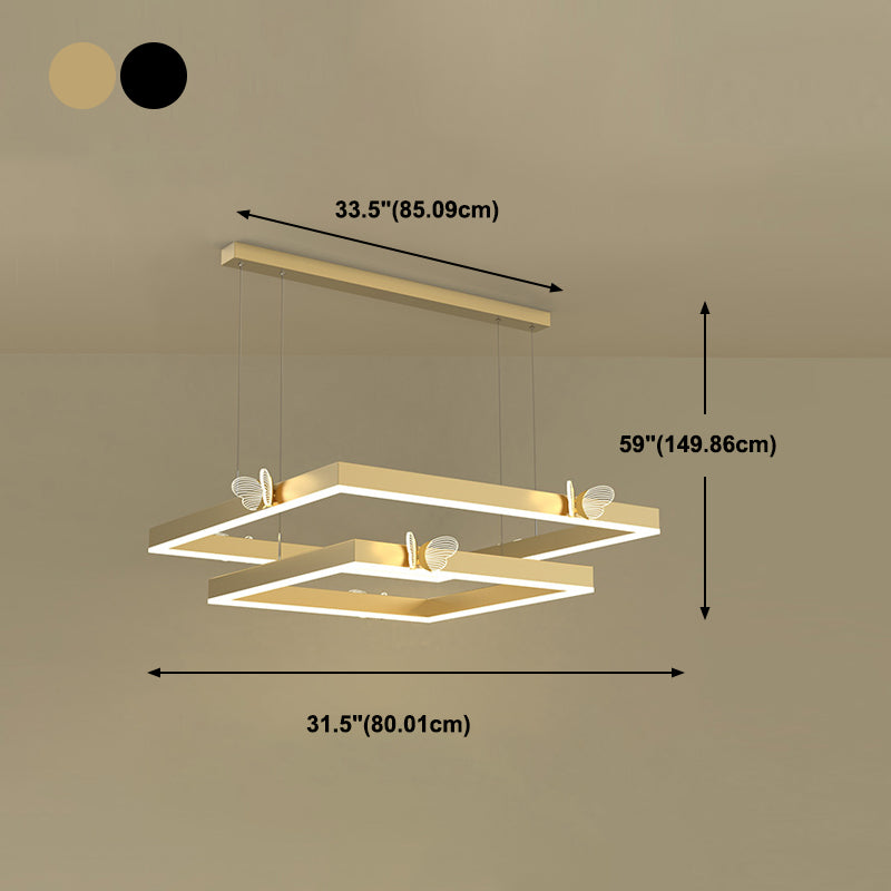 Vierkante vorm kroonluchter lichten eigentijdse metalen kroonluchter verlichtingsarmaturen