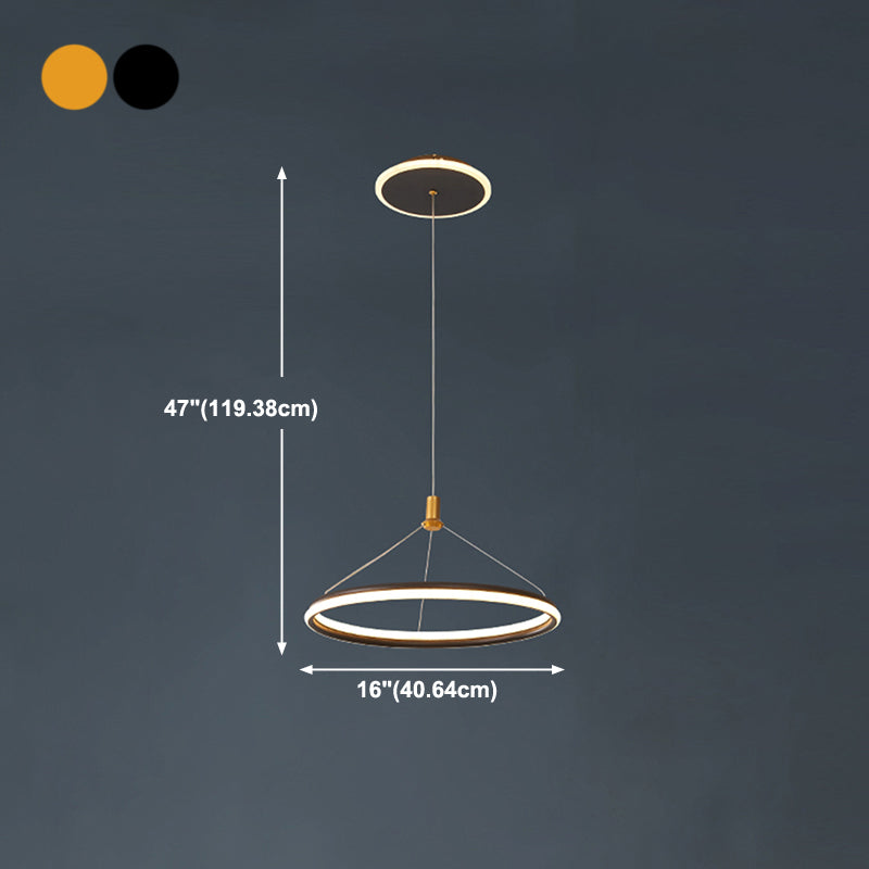 Lustre circulaire à un seul niveau d'éclairage de lustre en métal moderne