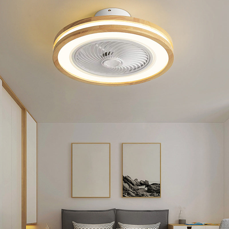 Geometric Ceiling Fan Lamp Nordic Style LED Wood Close to Ceiling Lamp