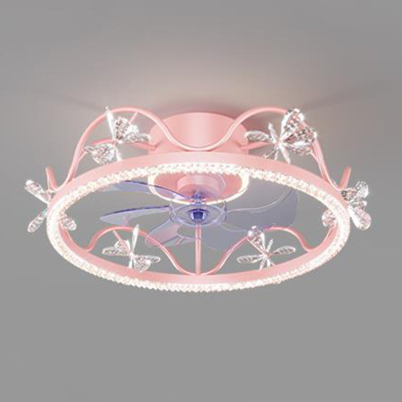 Metal Crown Ceiling Fan Lamp Modern Style LED Ceiling Light for Kids Bedroom