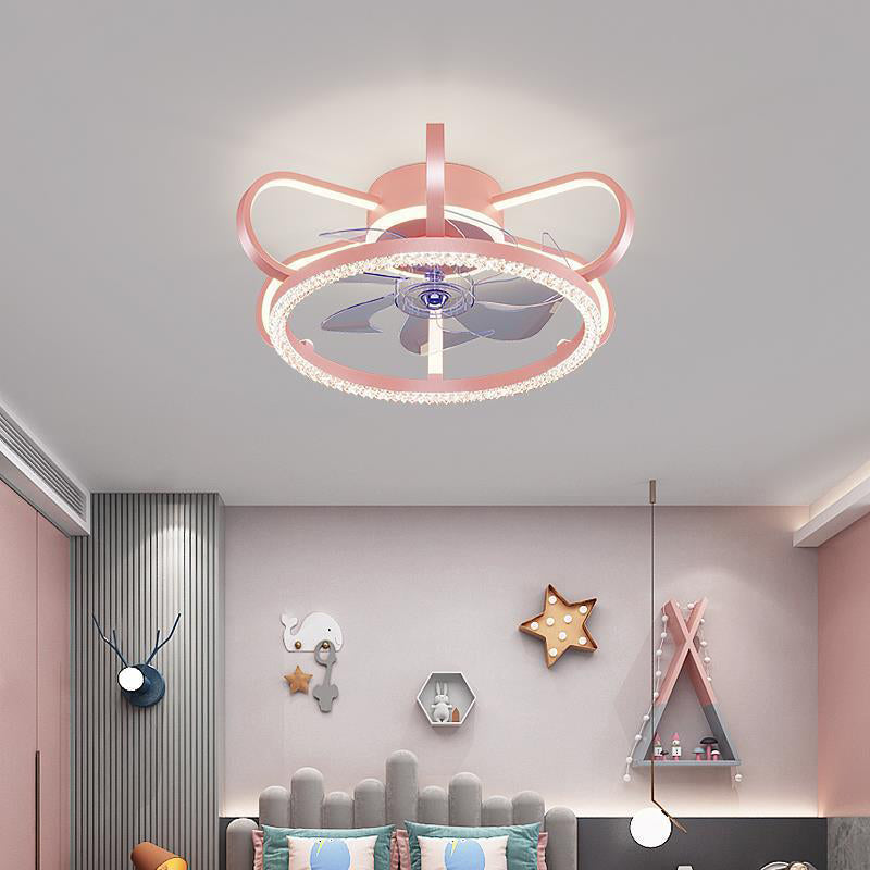 Metal Crown Ceiling Fan Lamp Modern Style LED Ceiling Light for Kids Bedroom