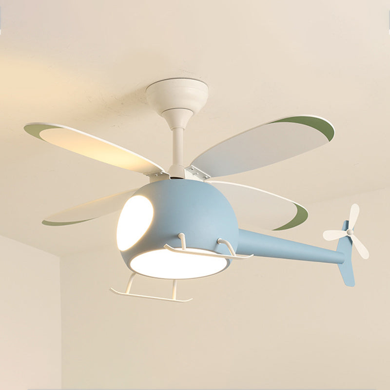 Metal Plane Ceiling Fan Light Kids Style LED Ceiling Lighting