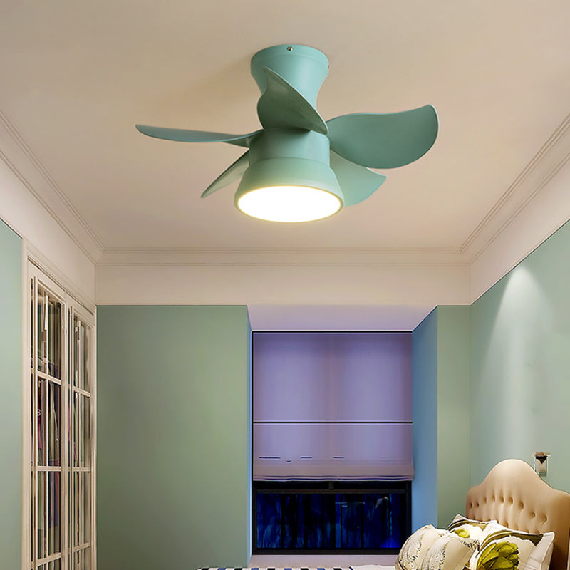 Metal Fan Shape Ceiling Fans Kid Style 1-Light Ceiling Fan Lamp Fixture