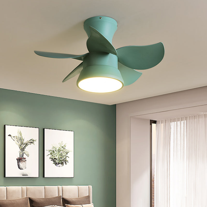 Metal Fan Shape Ceiling Fans Kid Style 1-Light Ceiling Fan Lamp Fixture