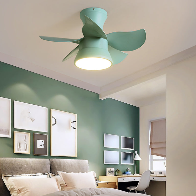 Metal Fan Shape Ceiling Fans Kid Style 1-Light Ceiling Fan Lamp Fixture