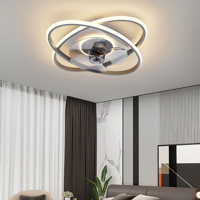 Metal Geometric Shape Ceiling Fans Modern 3-Lights Ceiling Fan Lamp Fixture