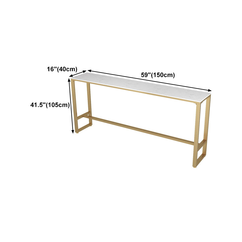 Stone Top Bar Table Traditional Luxury Rectangle Bar Table with Trestle Base