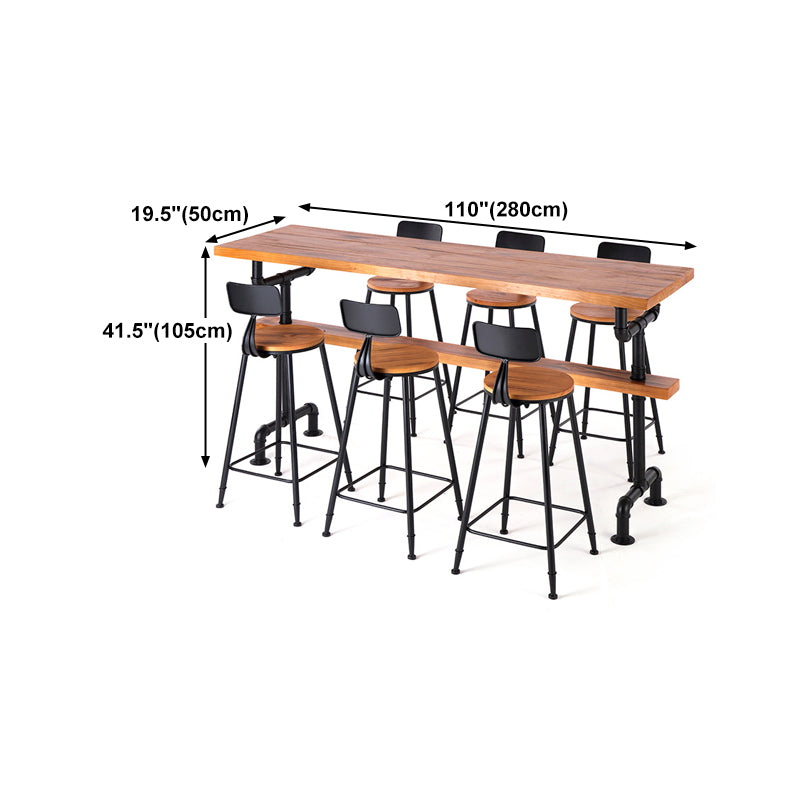 Rectangle Bar Dining Table Wood Contemporary Bar Table with Trestle Base