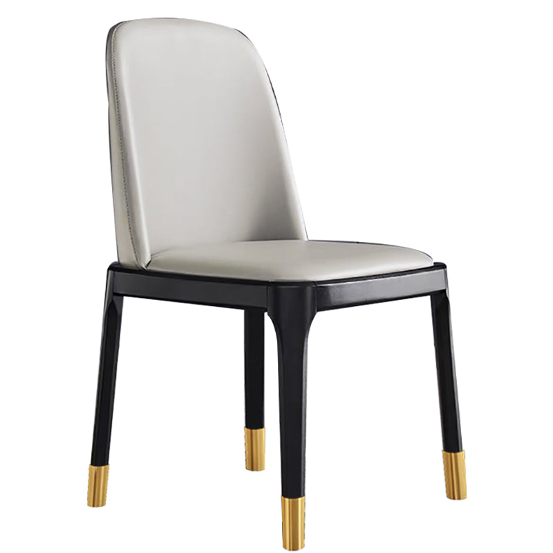 Glam Leather Solid Back Dining Side Chair Home Side Chair in Black